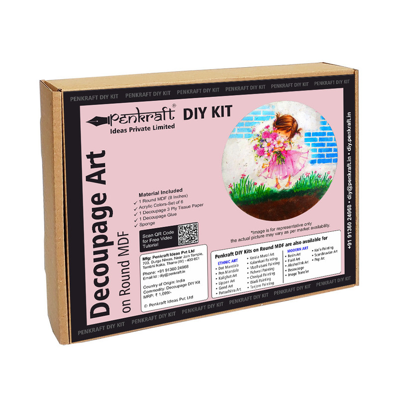 Decoupage Art On Round MDF DIY Kit by Penkraft