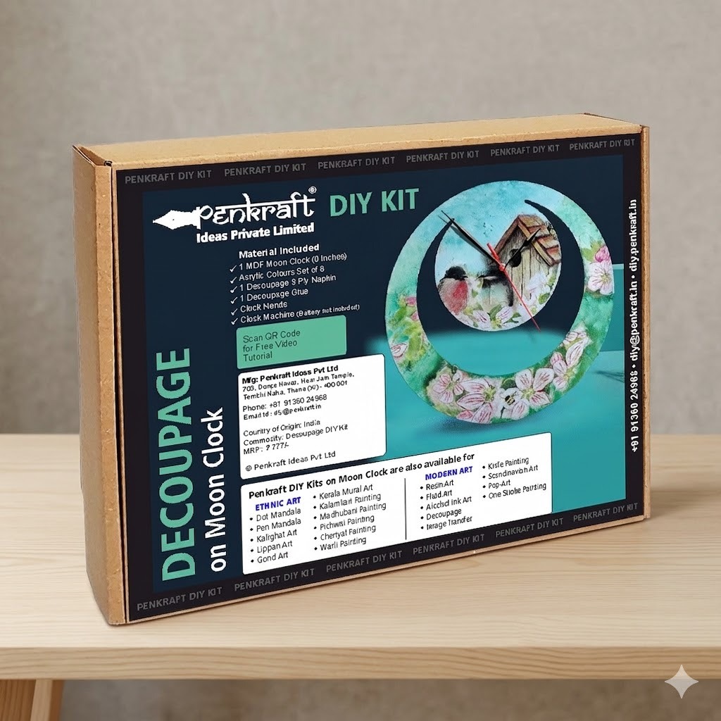 Decoupage Art on Moon Clock DIY Kit