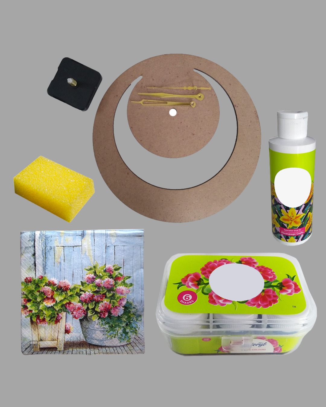 Decoupage Art on Moon Clock DIY Kit