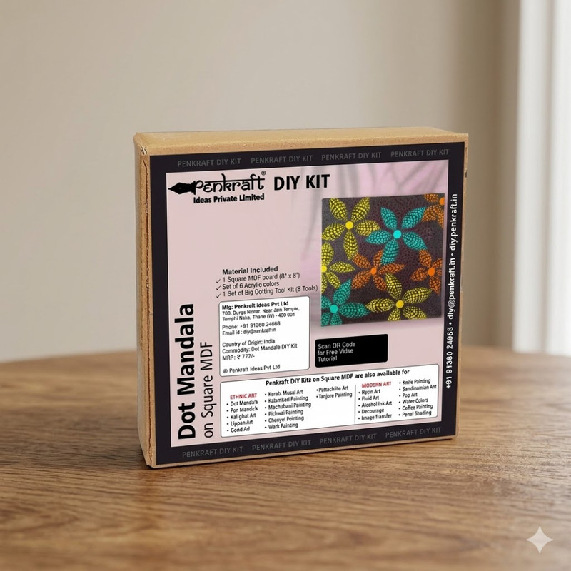 Dot Mandala on MDF Square Board DIY Kit 