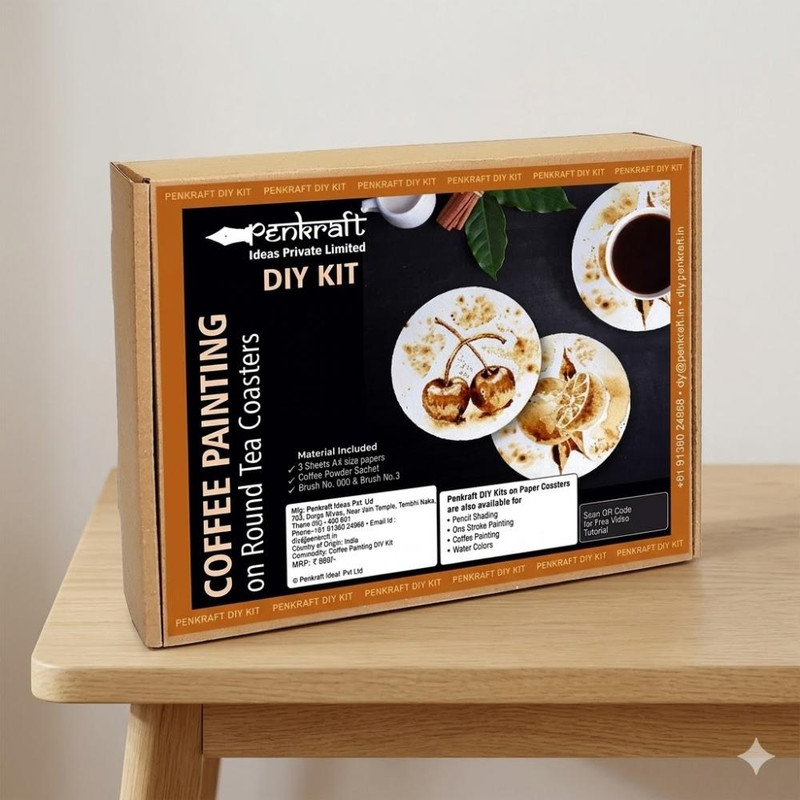 Coffee Painting on Round Coasters DIY Kit 