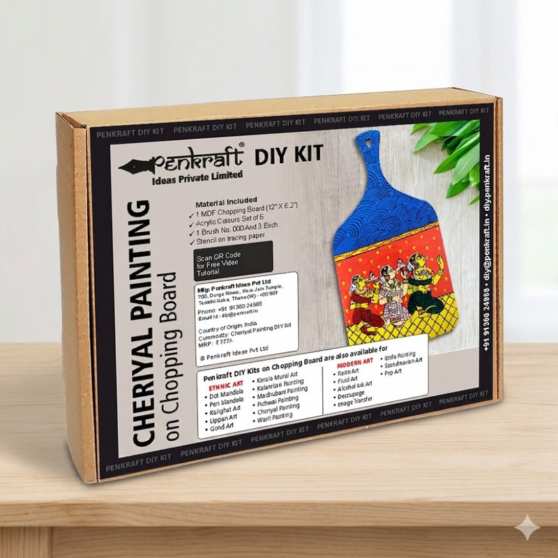 Cheriyal Painting on Chopping Board DIY Kit 