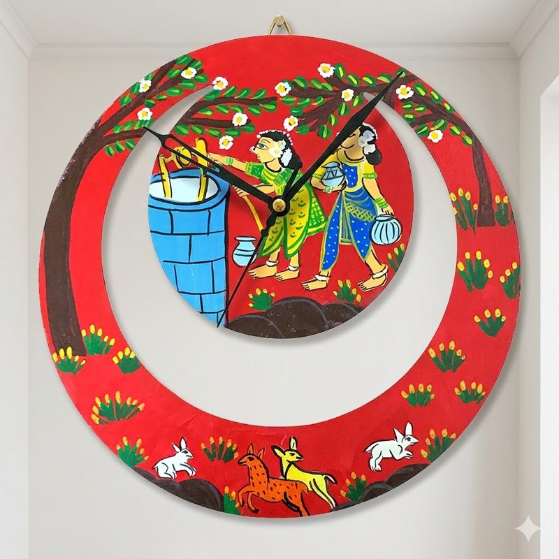 Cheriyal Painting on Moon Clock DIY Kit 