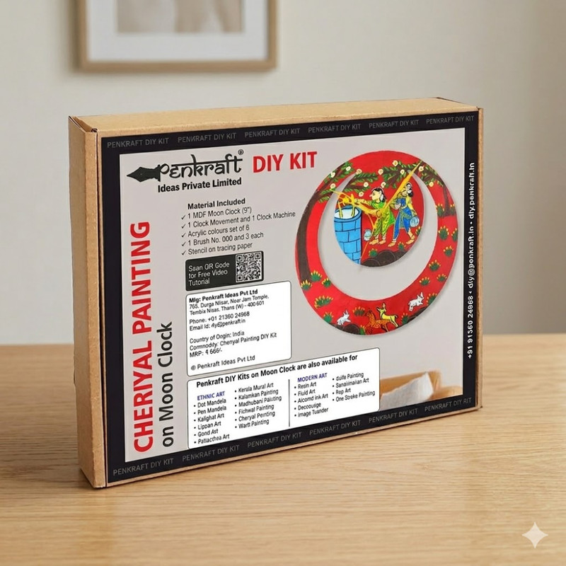 Cheriyal Painting on Moon Clock DIY Kit 