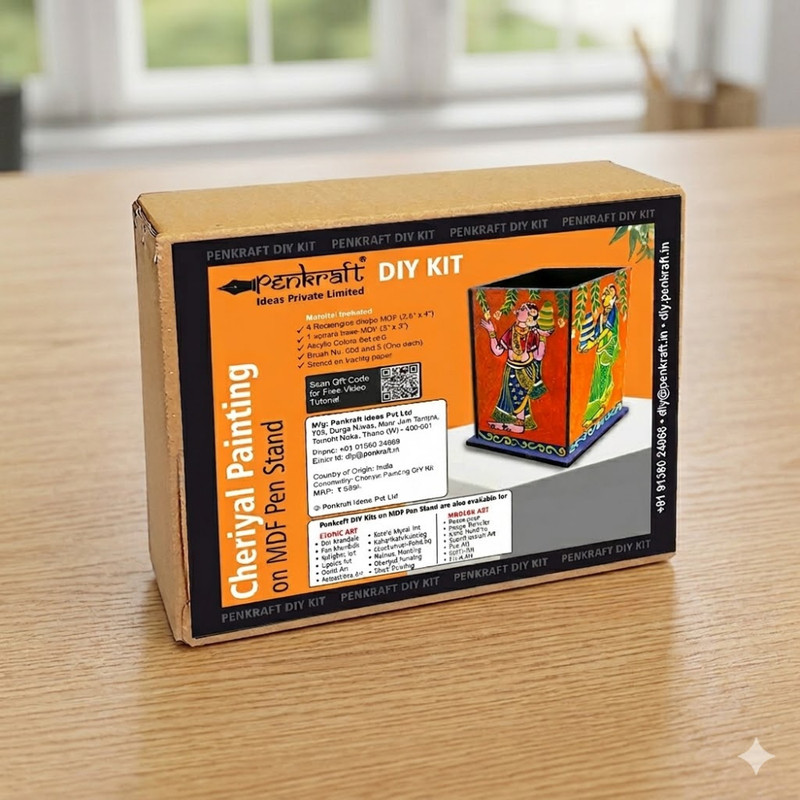 Cheriyal Painting on Pen Stand DIY Kit 