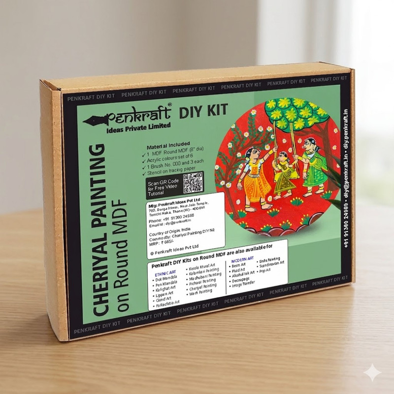 Cheriyal Painting on Round MDF DIY Kit 