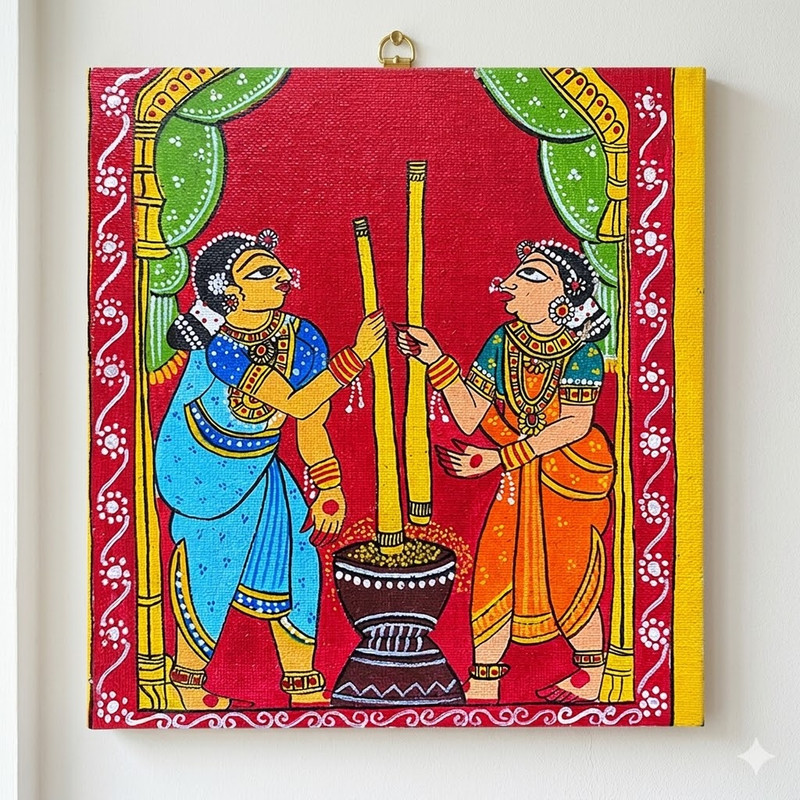 Cheriyal Painting on MDF Square Board DIY Kit 