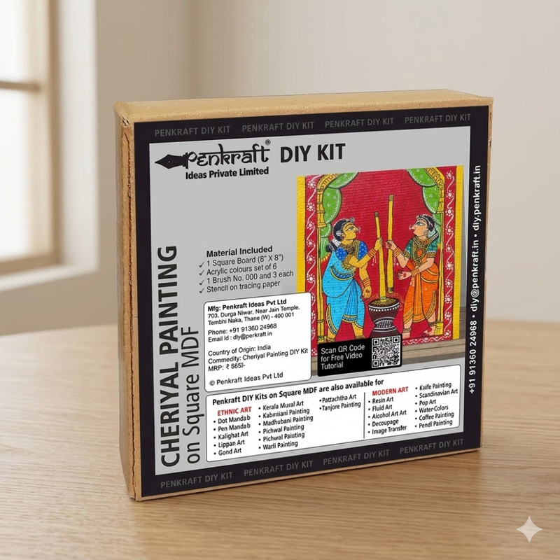 Cheriyal Painting on MDF Square Board DIY Kit 