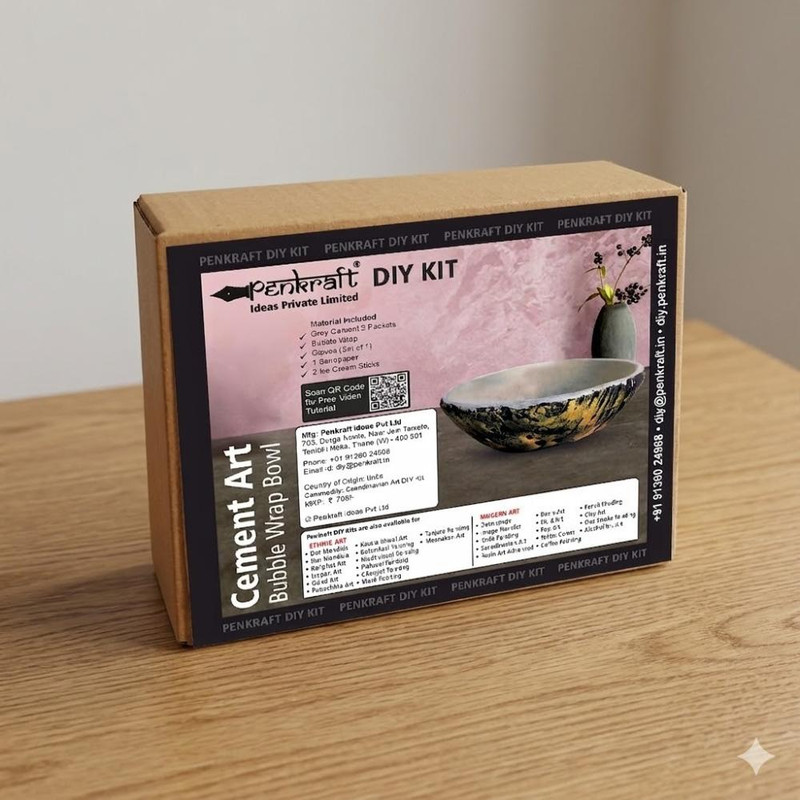 Penkraft Cement art bubble wrap bowl DIY Kit with Free video tutorial