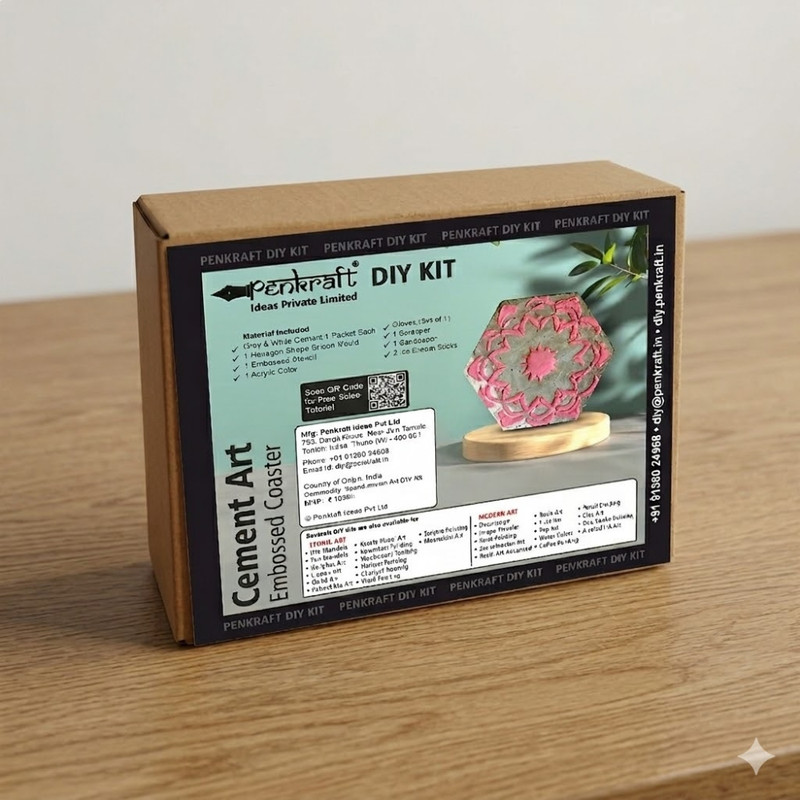 Penkraft Cement art embossed coaster DIY Kit with Free video tutorial