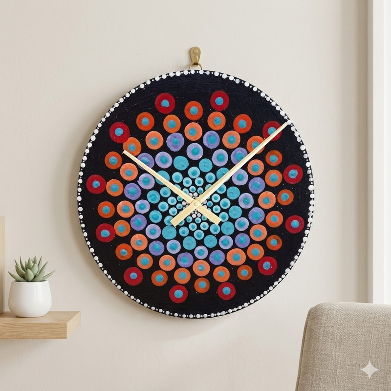 Dot Mandala on MDF Round Clock DIY Kit