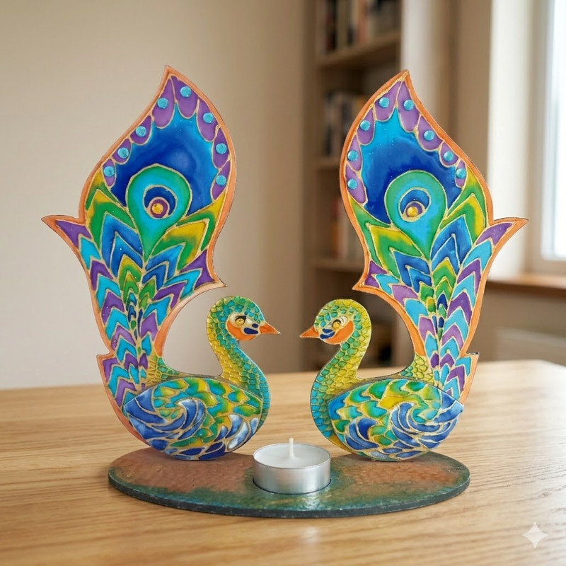 Penkraft Meenakari art Peacock Tealight Holder DIY Kit 