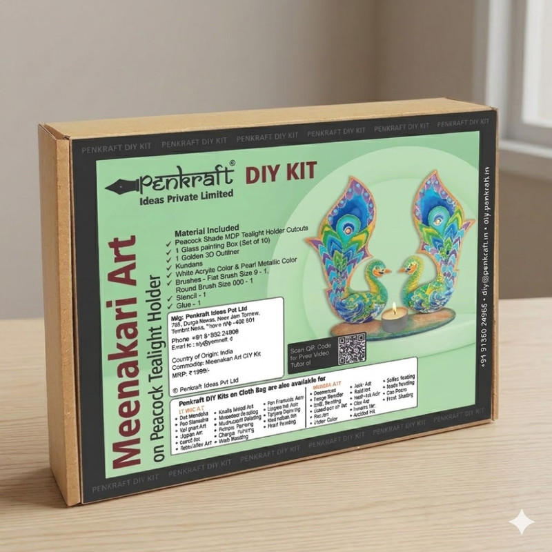 Penkraft Meenakari art Peacock Tealight Holder DIY Kit 