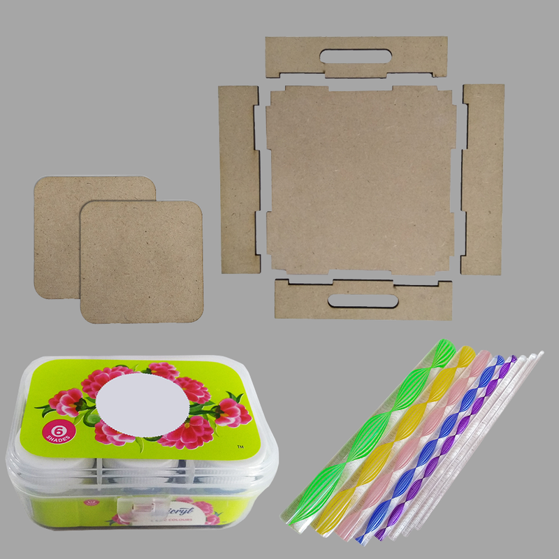 Dot Mandala Art on MDF Tray with Square Tea Coasters DIY Kit