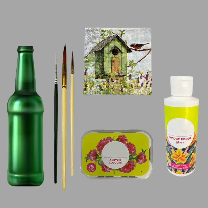 Decoupage Art On Bottle DIY Kit By Penkraft