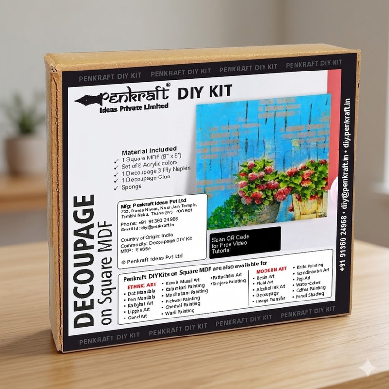 Decoupage Art on MDF Square Board DIY Kit