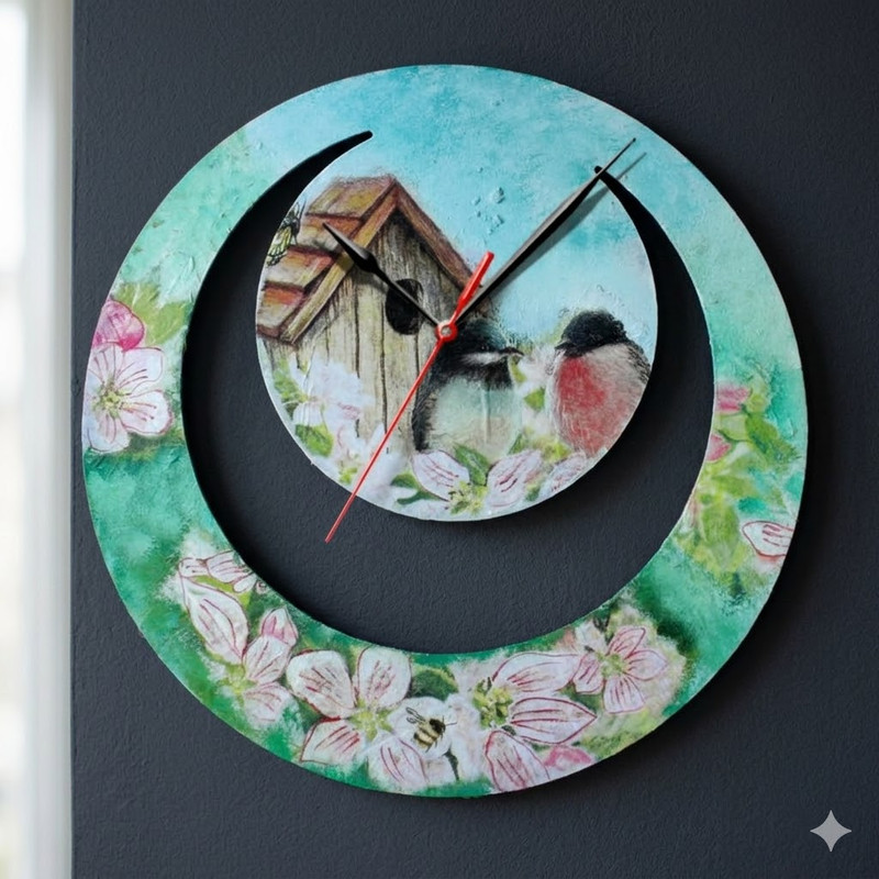 Decoupage Art on Moon Clock DIY Kit