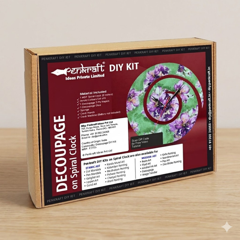 Decoupage Art on Spiral Clock DIY Kit