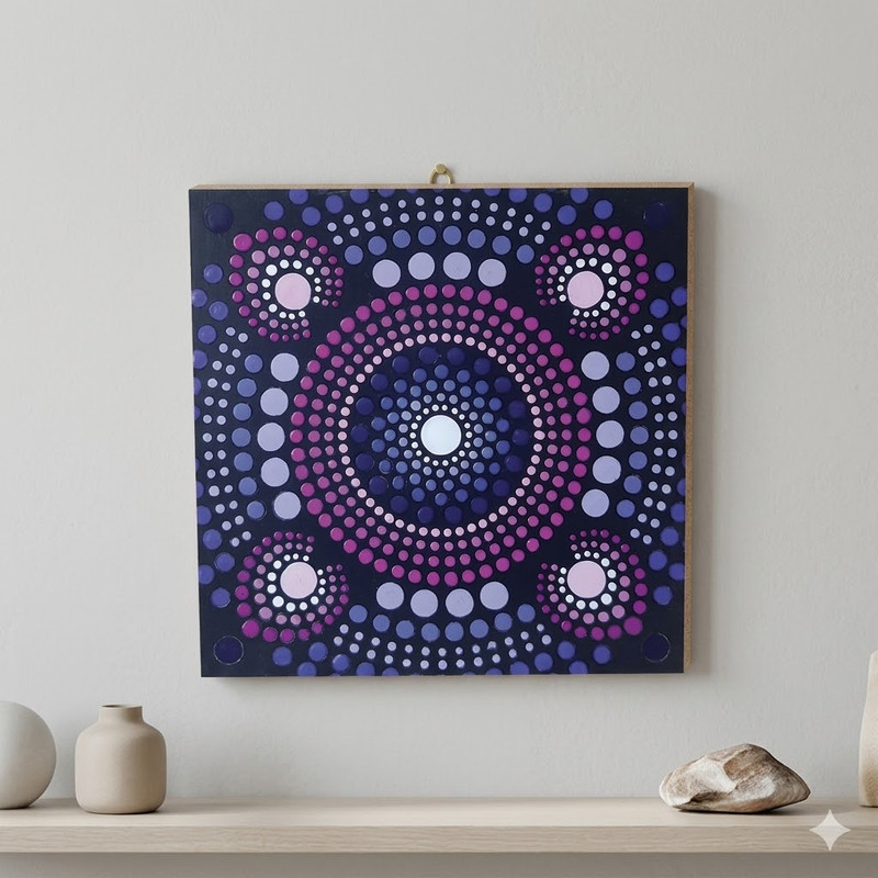 Penkraft Dot Mandala on Engraved Square MDF Hobbyist level DIY Kit with Free video tutorial