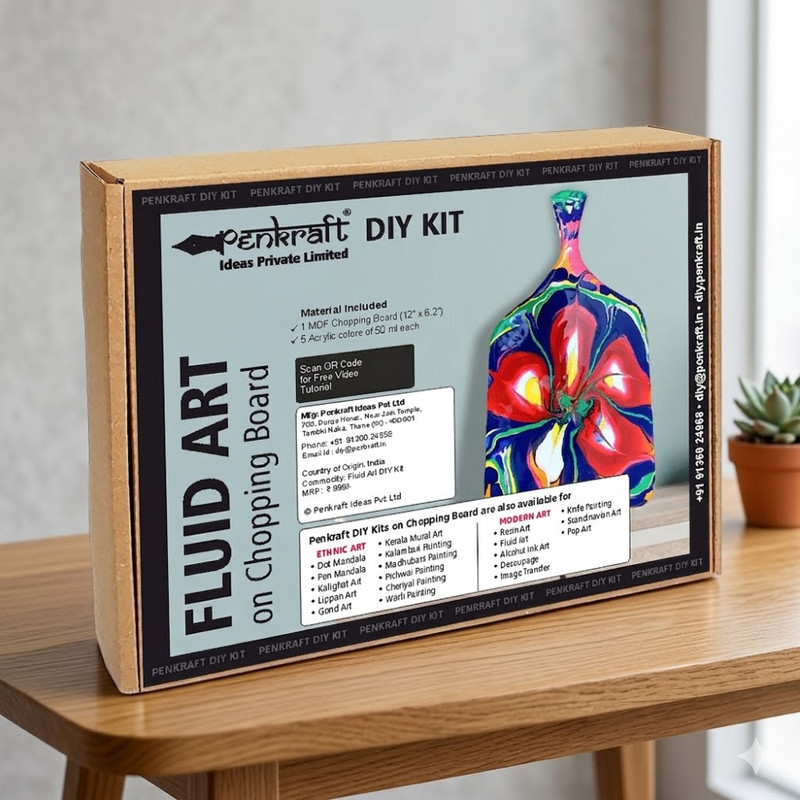 Fluid Art on MDF Chopping Board DIY Kit