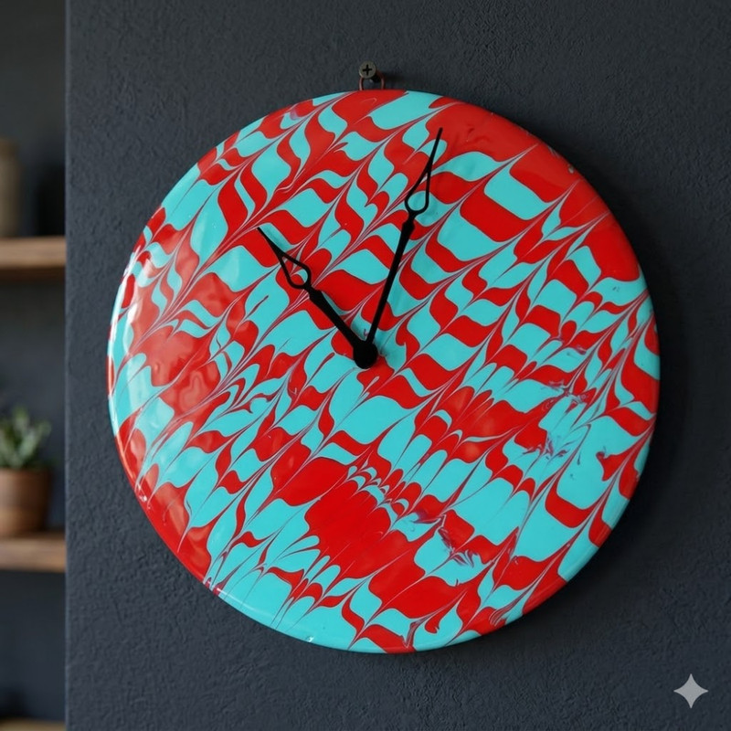 Fluid Art on MDF Round Clock DIY Kit