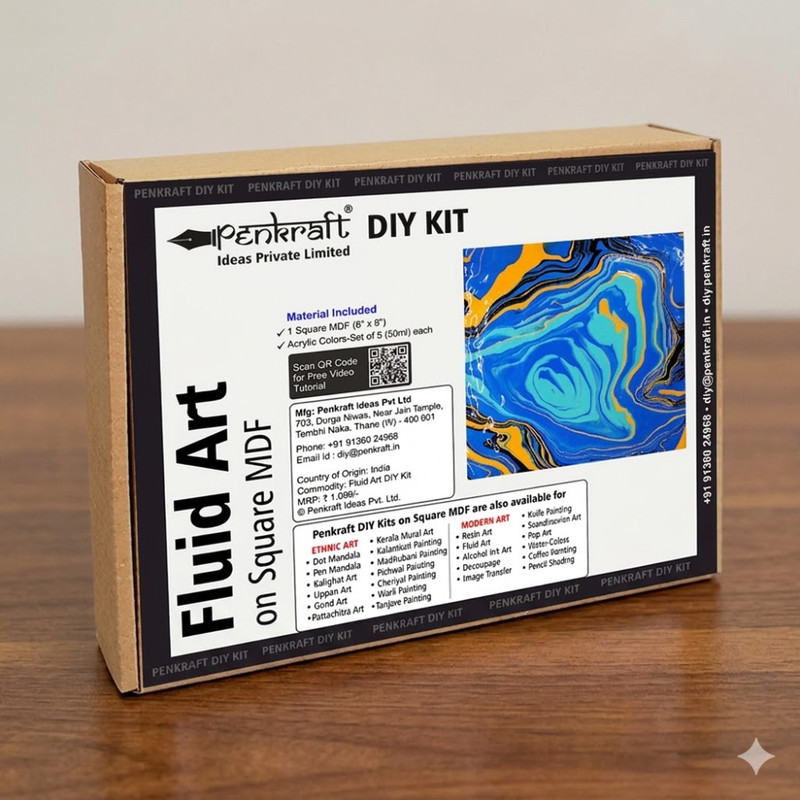 Fluid Art on MDF Square Board DIY Kit