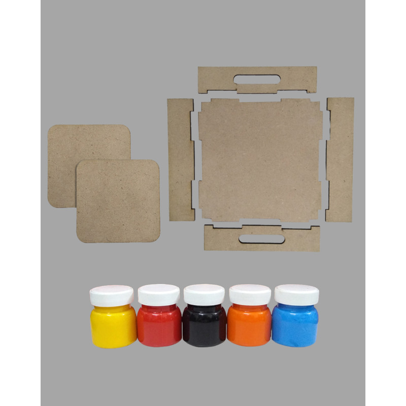 Fluid Art on MDF Tray with Square Tea coaster DIY Kit