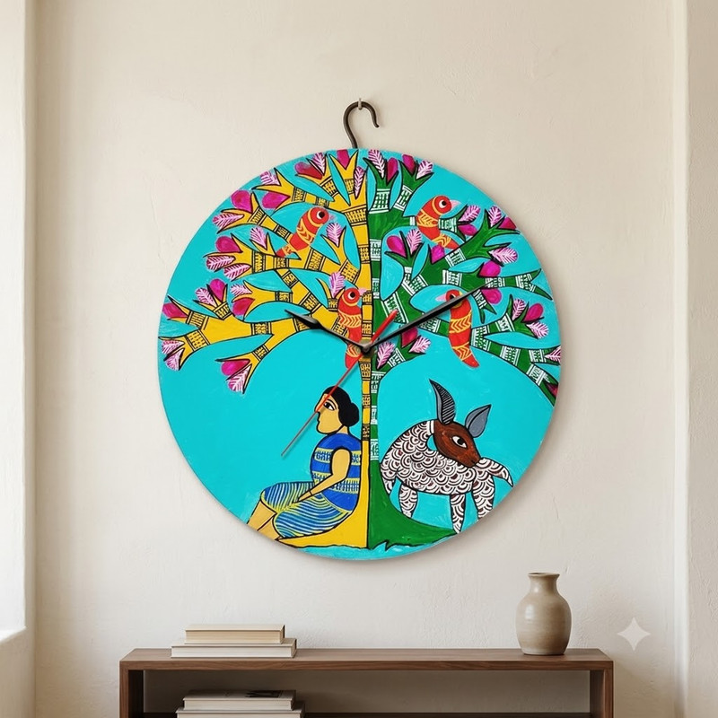 Gond art on Round Clock DIY Kit