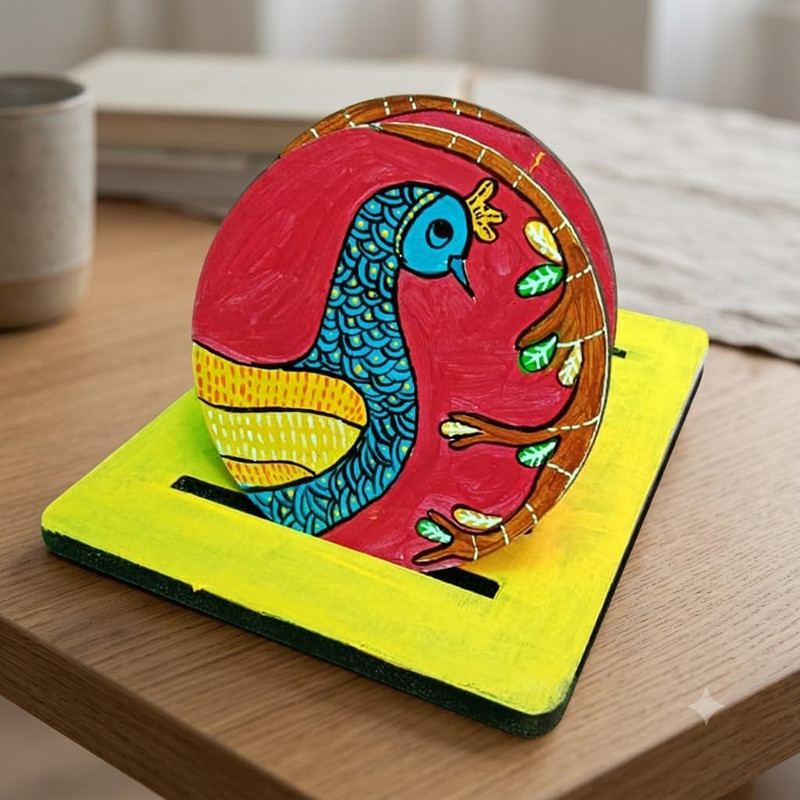 Gond art on Round Tea Coasters with stand DIY Kit