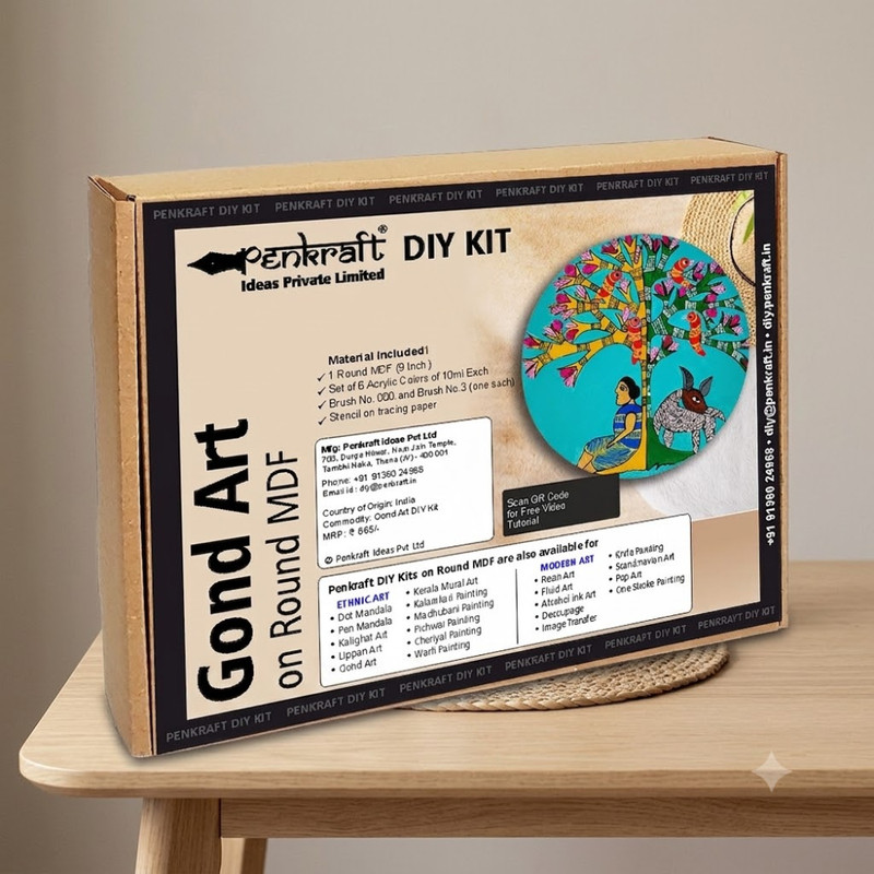 Gond Art on Round MDF DIY Kit 