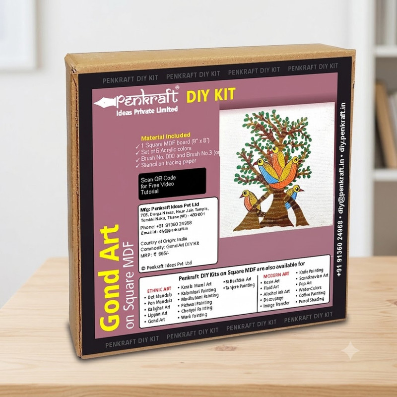 Gond art on MDF Square Board DIY Kit