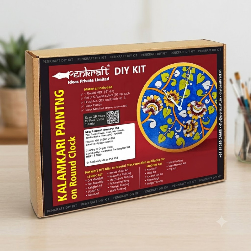 Kalamkari on Round Clock DIY Kit