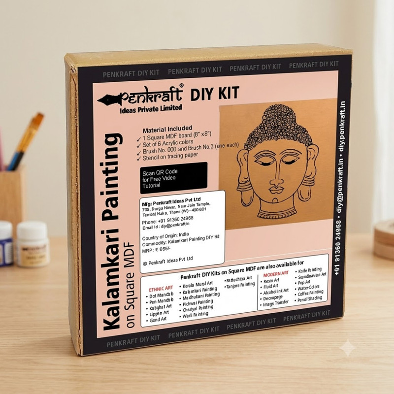 Kalamkari on MDF Square Board DIY Kit