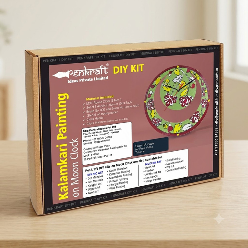 Kalamkari on Moon Clock DIY Kit