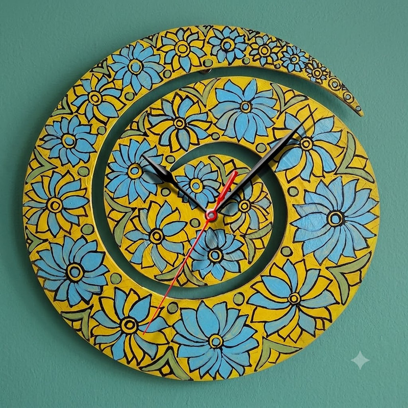 Kalamkari on Spiral Clock DIY Kit