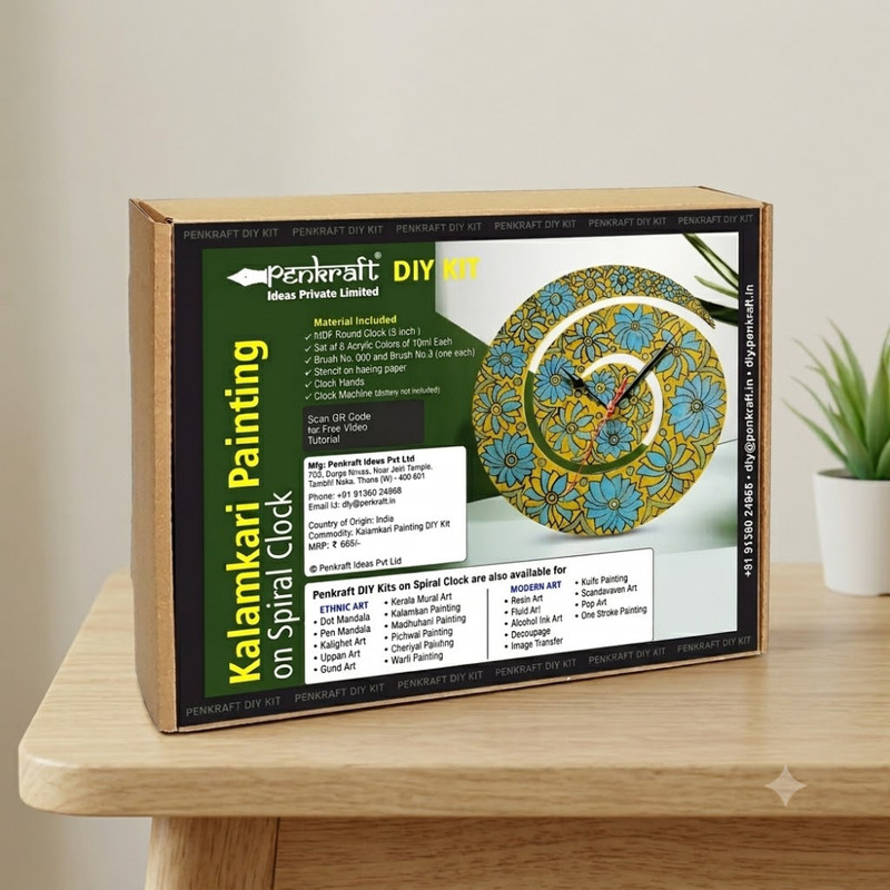 Kalamkari on Spiral Clock DIY Kit