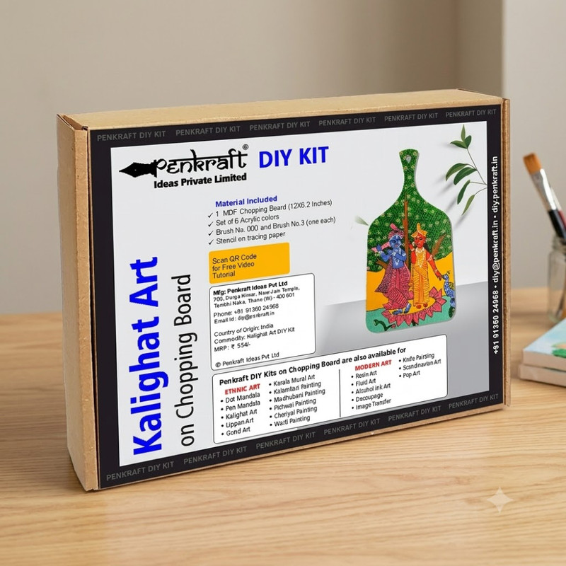 Kalighat Art on Chopping Board DIY Kit
