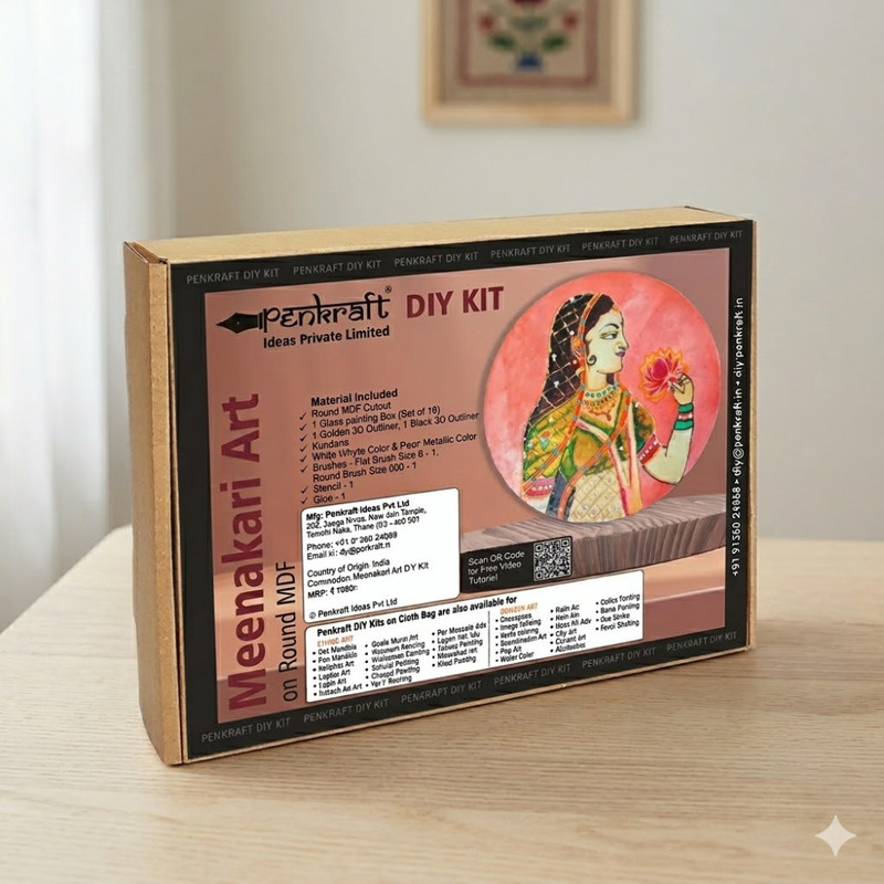 Penkraft Meenakari art Radha Side Face  Round MDF DIY Kit 