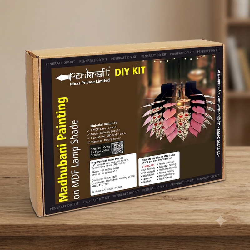 Madhubani Painting on MDF Lantern DIY Kit 