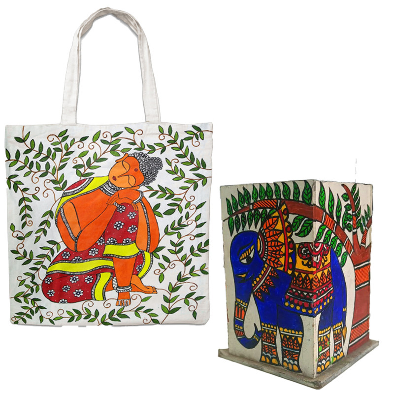 Madhubani Painting on Cloth Bag DIY Kit
