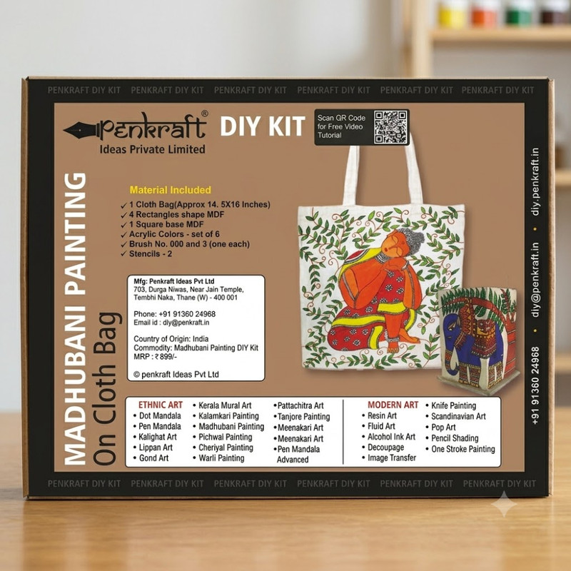 Madhubani Painting on Cloth Bag DIY Kit