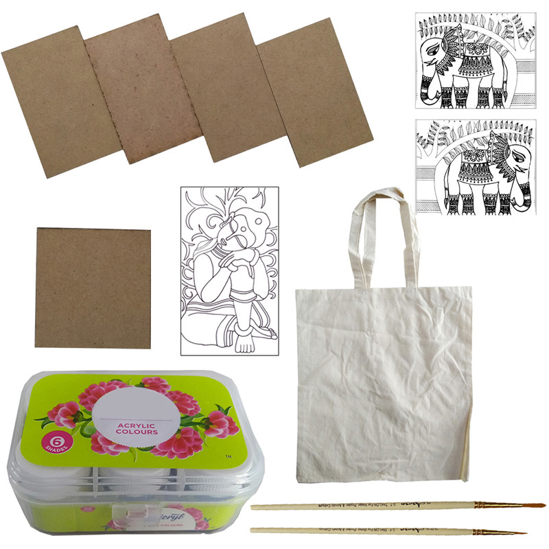 Madhubani Painting on Cloth Bag DIY Kit