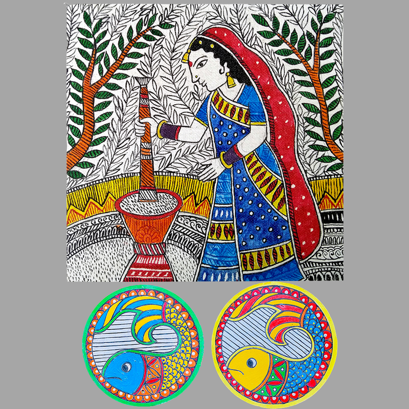 Madhubani Art on Canvas DIY Kit