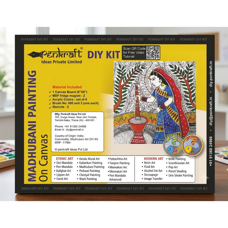 Madhubani Art on Canvas DIY Kit