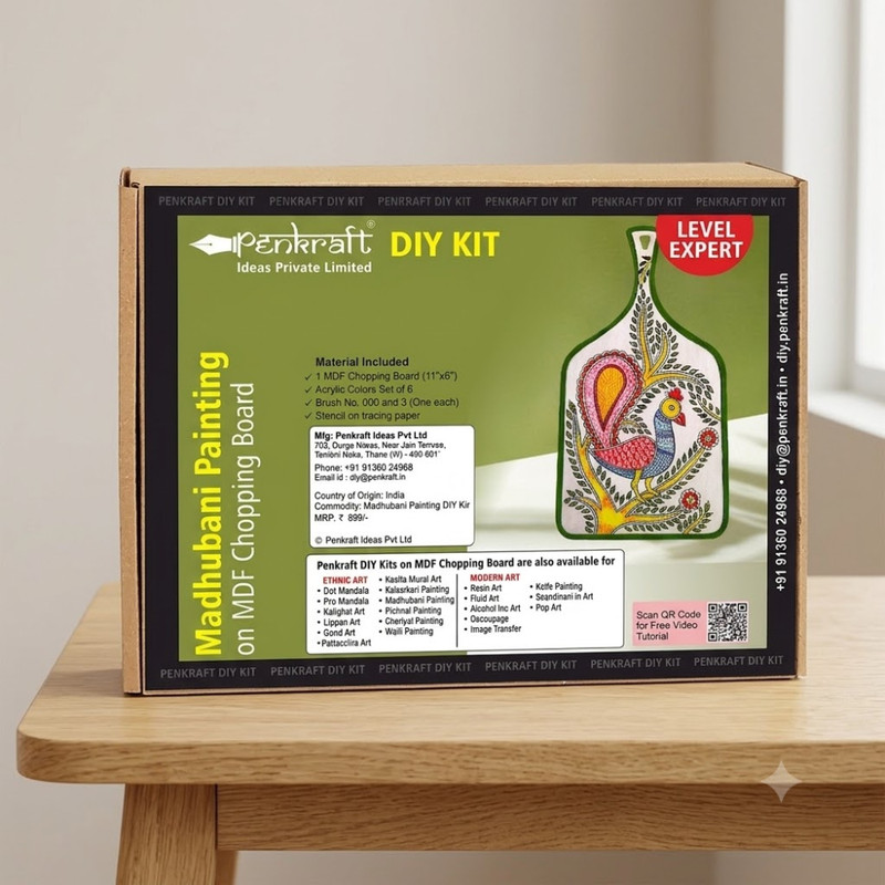 Madhubani Painting on Chopping Board DIY Kit