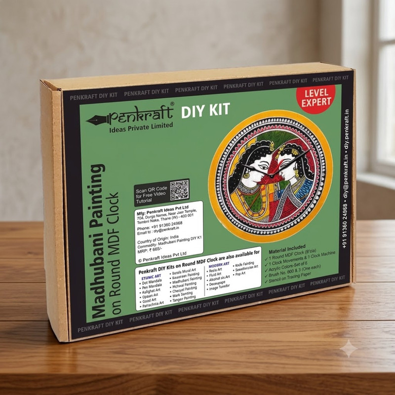 Madhubani Painting on Round Clock DIY Kit