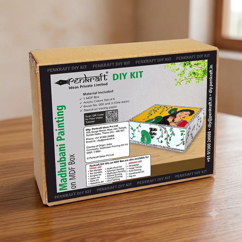 Madhubani Painting on MDF Box DIY Kit
