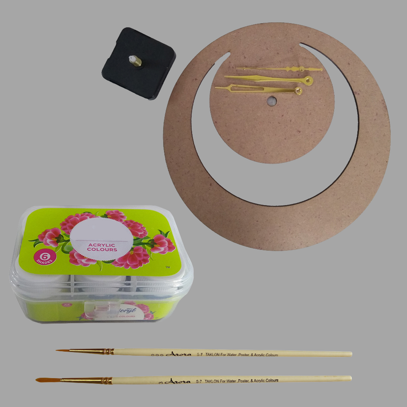 Madhubani Painting on Moon Clock DIY Kit