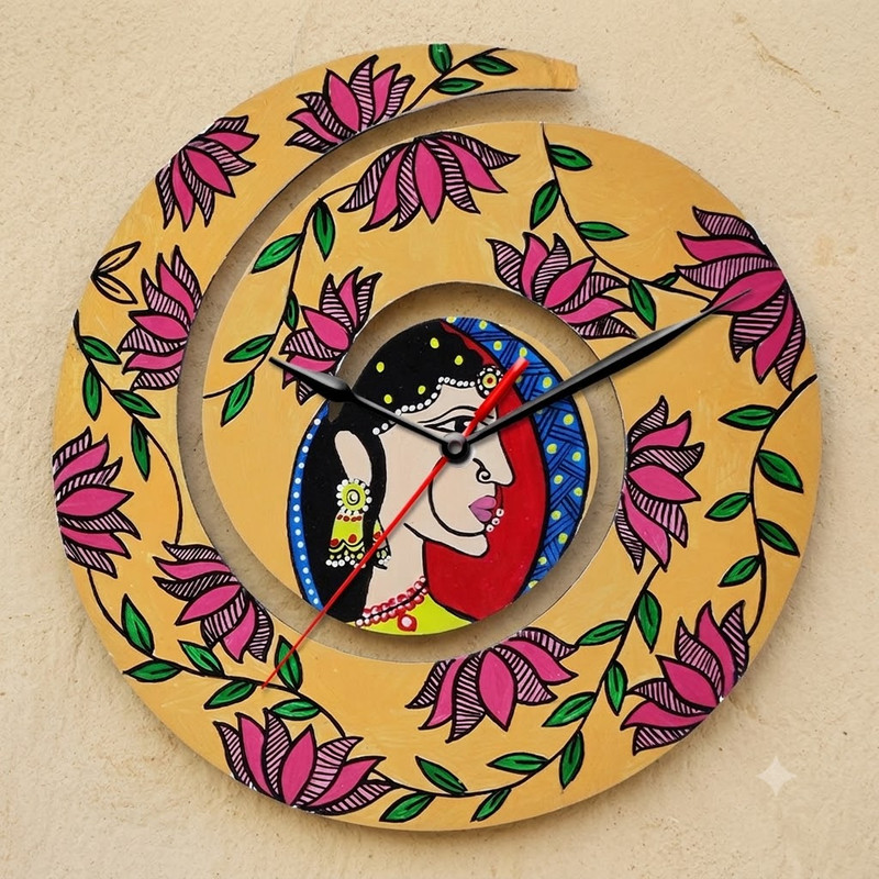 Madhubani Painting on Spiral Clock DIY Kit