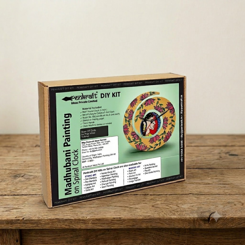 Madhubani Painting on Spiral Clock DIY Kit
